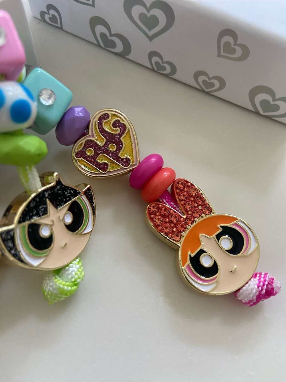 BaubleBar Pink & Multicolor Powerpuff Girls Beaded Keychain Charm - Picture 10 of 14
